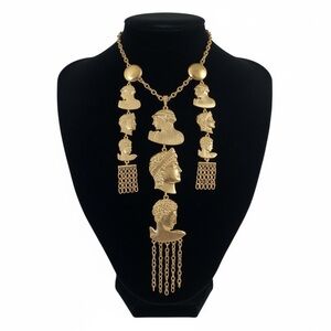 Roman Face Set Necklace & Earrings